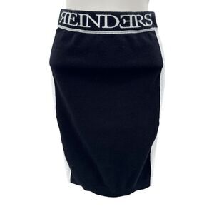 Reinders Black & White Knit Pencil Skirt Women’s Size 14 Logo Waistband Stretch